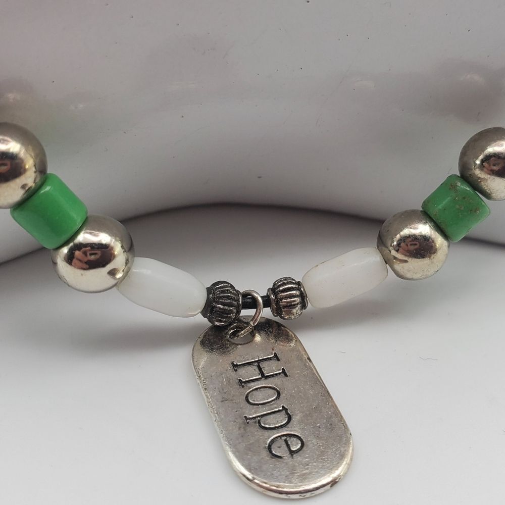 Cubedβgreen turquoise hope dogtag necklaceβ N1127